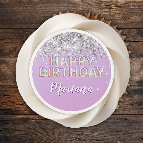 Rainbow Sparkle Glitter Girl Birthday Party Edible Frosting Rounds