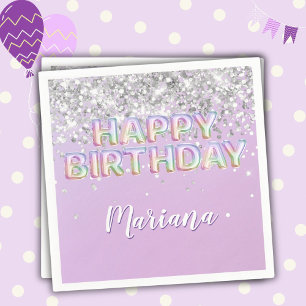Rainbow Sparkle Glitter Girl Birthday Party Napkins