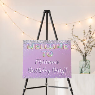 Rainbow Sparkle Glitter Girl Birthday Welcome Sign