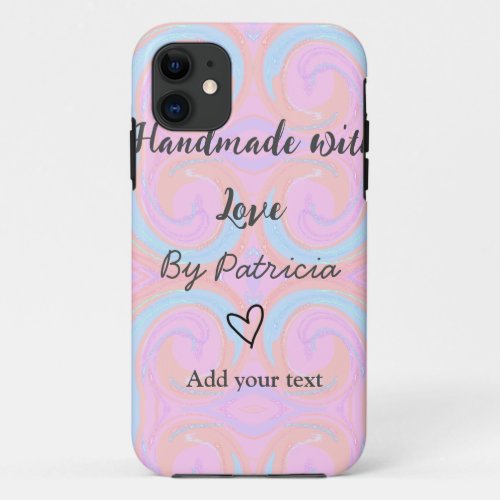 Rainbow sparkle handmade with love add name text iPhone 11 case