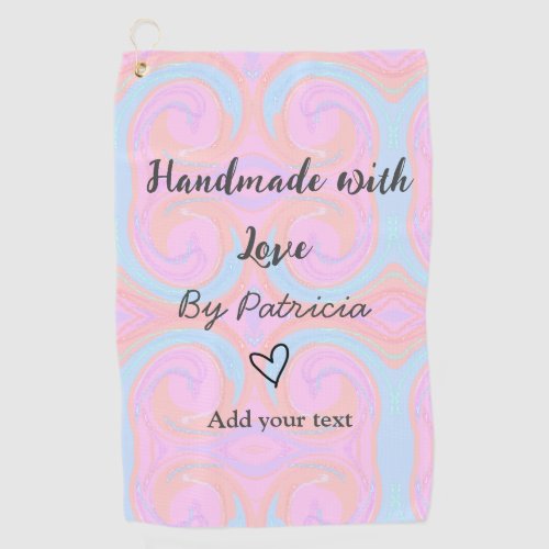 Rainbow sparkle handmade with love add name text golf towel