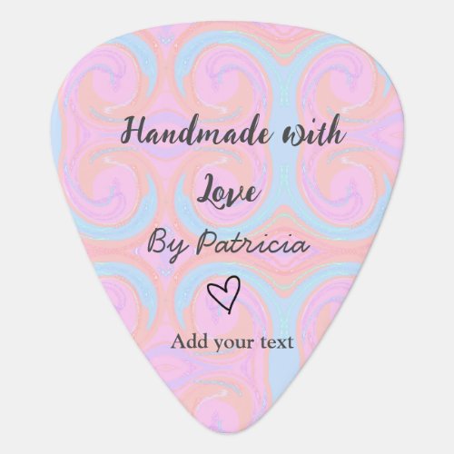 Rainbow sparkle handmade with love add name text guitar pick