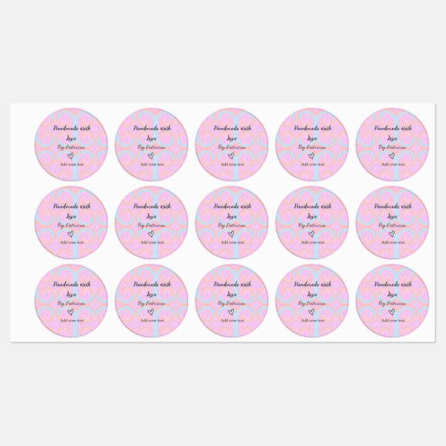 Rainbow sparkle handmade with love add name text labels (Sheet)