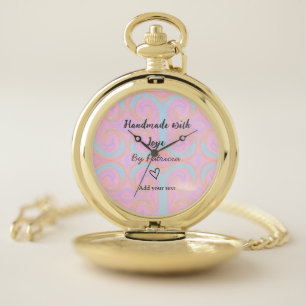 Rainbow sparkle handmade with love add name text pocket watch