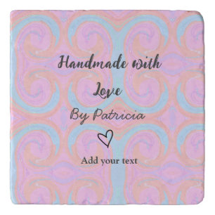 Rainbow sparkle handmade with love add name text trivet