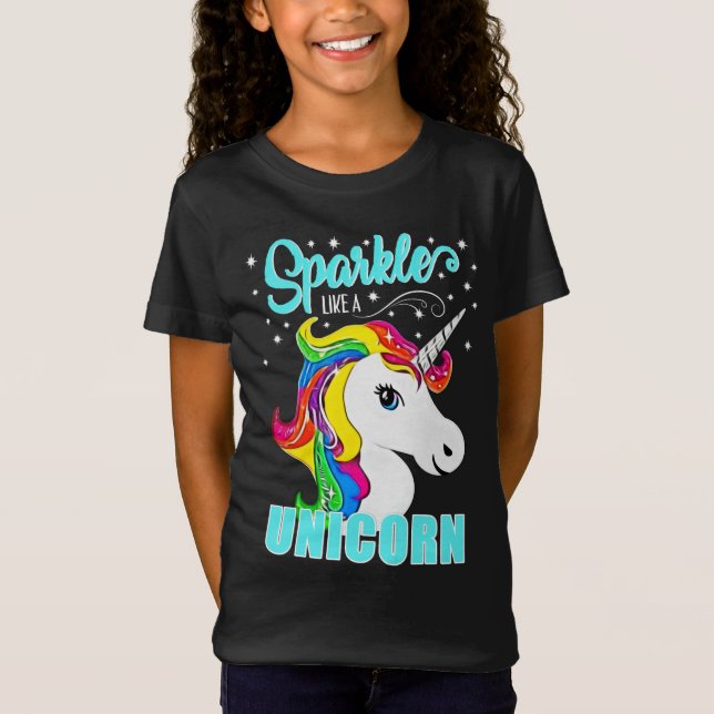 Rainbow Sparkle Like a Unicorn Stars T-Shirt (Front)