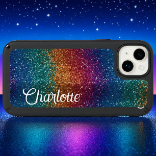 Rainbow Sparkle Metallic Glitter Personalized Speck iPhone 14 Plus Case