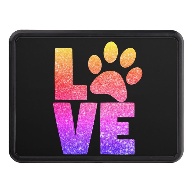 Rainbow Sparkle - Paw Print Love Hitch Cover (Front)