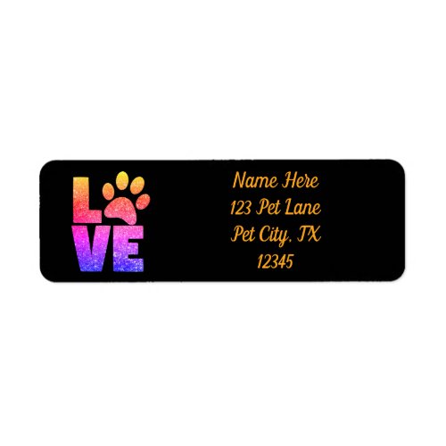 Rainbow Sparkle _ Pawprint Love Return Address Label