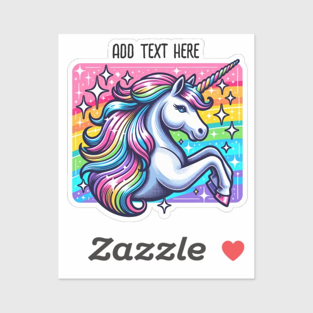 Rainbow Sparkles and Magical Unicorn Personalized Sticker (Sheet)