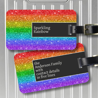 Rainbow sparkles are like fireworks luggage tag