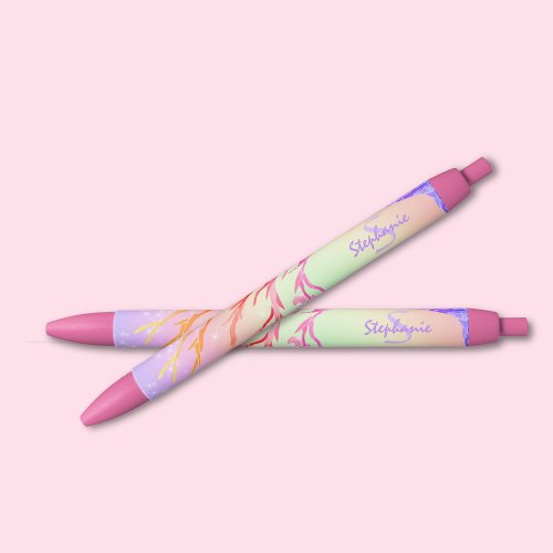 Rainbow Sparkles Monogram Name  Blue Ink Pen