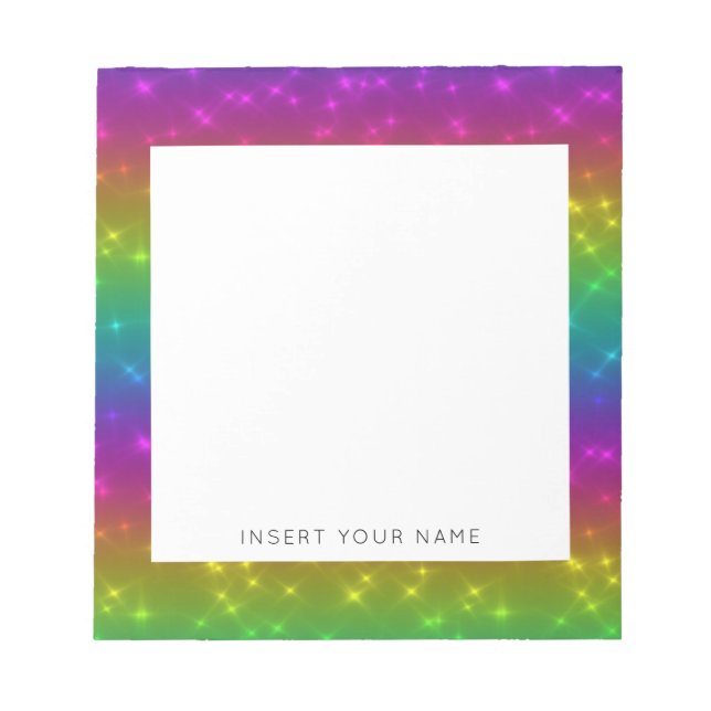Rainbow Sparkles Personalized Notepad 5.5" x 6" (Front)