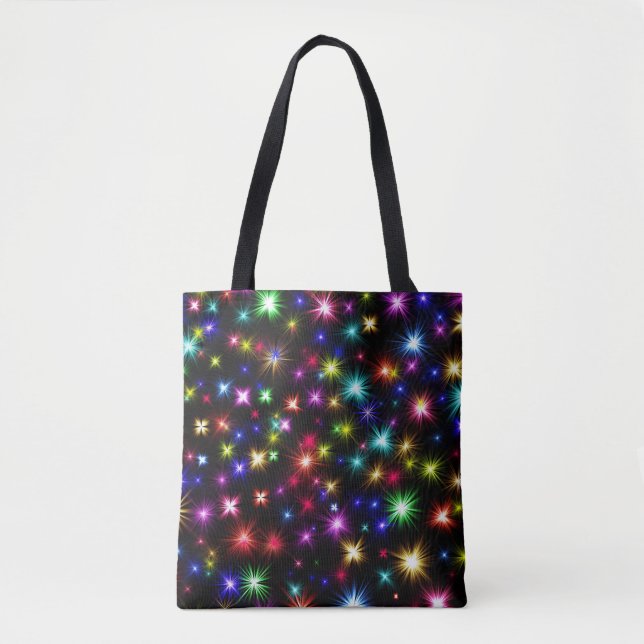 Rainbow Sparkles, Stars & Fireworks Tote Bag (Front)