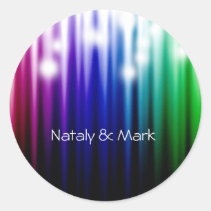 rainbow sparkling texture    classic round sticker