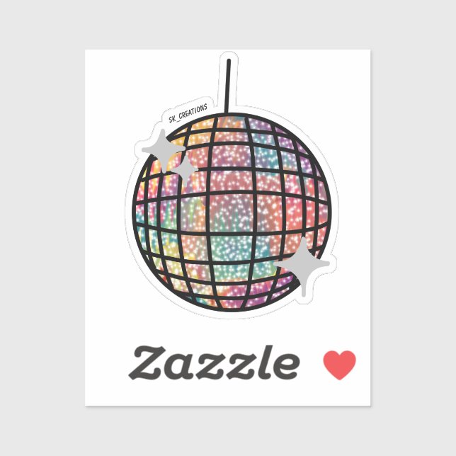 Rainbow Sparkly Disco Ball Sticker (Sheet)