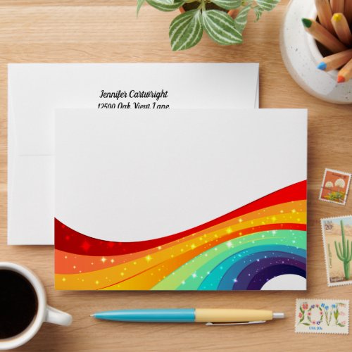 Rainbow Sparkly Glam Diva Gay Pride Birthday Party Envelope