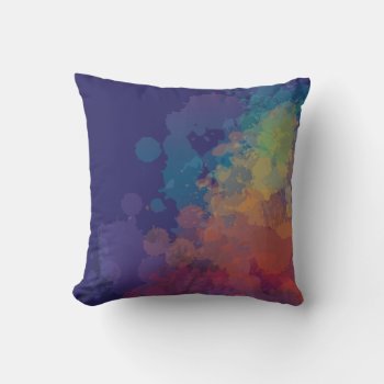 Rainbow Spatter Throw Pillow by ArtDivination at Zazzle