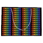 [ Thumbnail: Rainbow Spectrum Gradient "Congrats!" Gift Bag ]