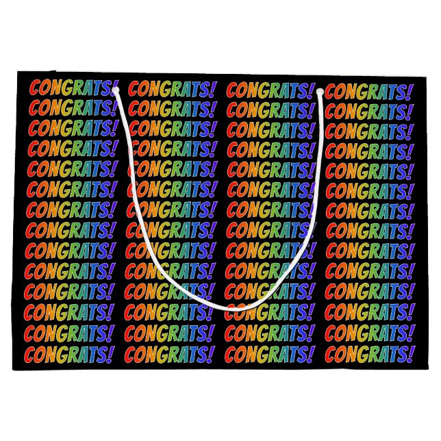 Rainbow Spectrum Gradient "CONGRATS!" Large Gift Bag (Back)