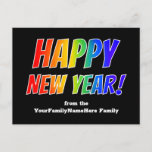 [ Thumbnail: Rainbow Spectrum "Happy New Year!" + Custom Name Postcard ]