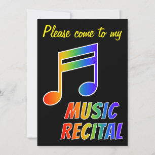 Rainbow Spectrum Music Note Recital Invitation