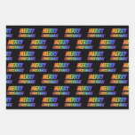 [ Thumbnail: Rainbow Spectrum Pattern "Merry Christmas!" Wrapping Paper Sheets ]
