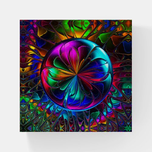 Rainbow Sphere Fractal Paperweight
