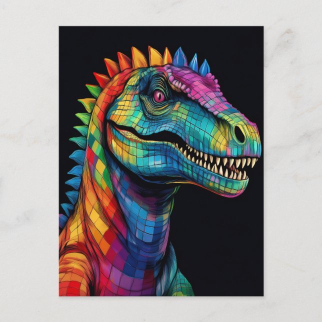 Rainbow Spikes Dinosaur  Postcard (Front)