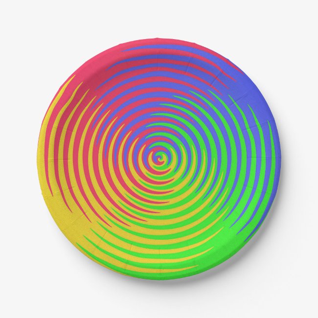 Rainbow Spiral 7 Inch Paper Plate