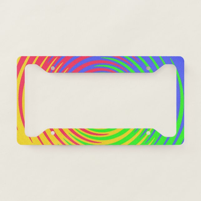 Rainbow Spiral Abstract License Plate Frame (Front)