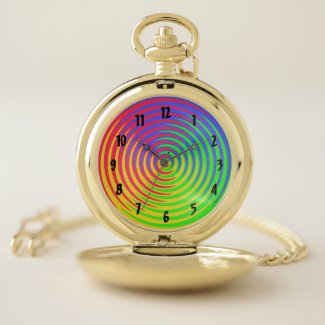Rainbow Spiral Abstract Pocket Watch