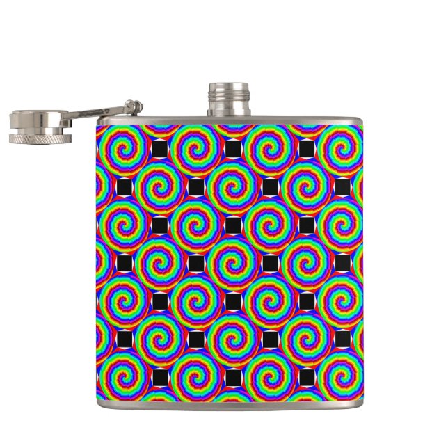 Rainbow Spiral by Kenneth Yoncich Hip Flask (Opened)