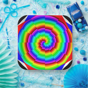 Rainbow Spiral by Kenneth Yoncich Paper Plates