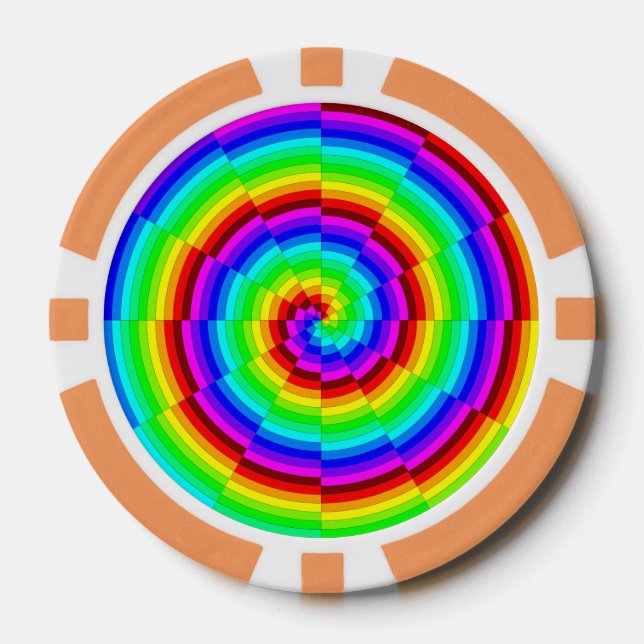 Rainbow Spiral by Kenneth Yoncich Poker Chips (Front)