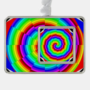 Rainbow Spiral by Kenneth Yoncich Silver Plated Framed Ornament