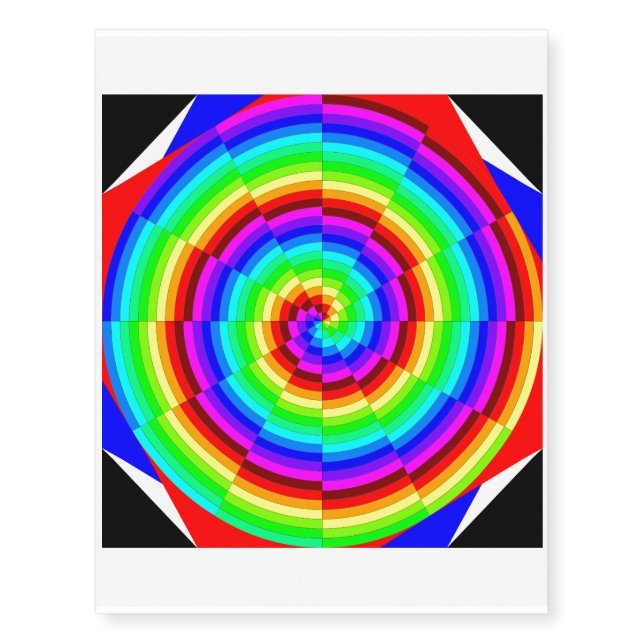 Rainbow Spiral by Kenneth Yoncich Temporary Tattoos (Front)