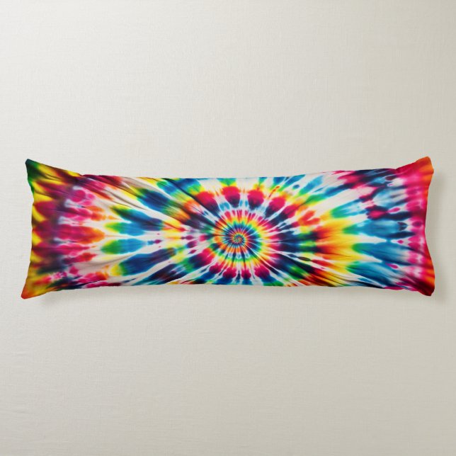Rainbow Spiral - classic tie-dye design Body Pillow (Front)