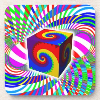 Rainbow Spiral Cube Beverage Coaster