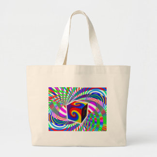 Rainbow Spiral Cube Large Tote Bag