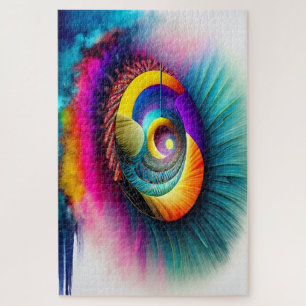 Rainbow Spiral Eye Abstract Hypnotic Visionary Jigsaw Puzzle