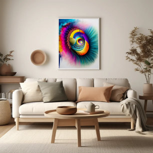 Rainbow Spiral Eye Abstract Hypnotic Visionary Poster