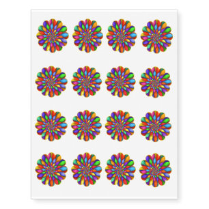 Rainbow Spiral Flower Temporary Tattoos