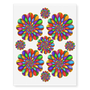 Rainbow Spiral Flower Temporary Tattoos