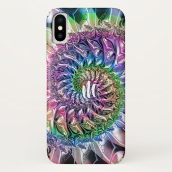 Rainbow Spiral Fractal Monogram Iphone X Case by BecometheChange at Zazzle