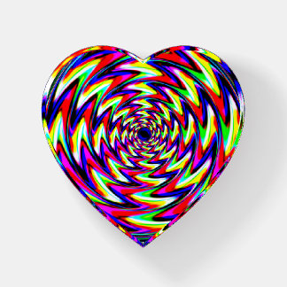 Rainbow Spiral Glass Paperweight - Heart