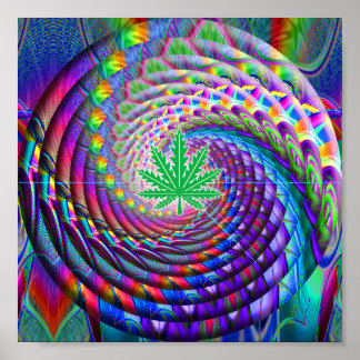 Rainbow Spiral Green Leaf Poster