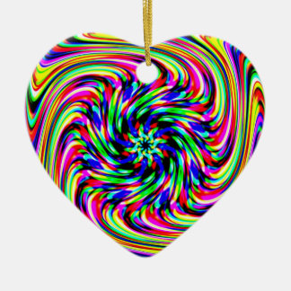 Rainbow Spiral Heart Ceramic Ornament