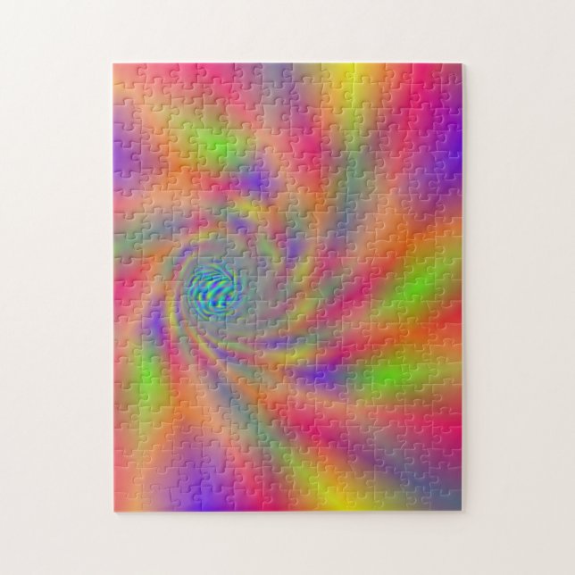Rainbow Spiral Hole Tunnel Impossible Pattern Jigsaw Puzzle (Vertical)