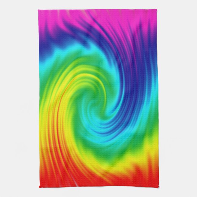 Rainbow spiral kitchen towel (Vertical)